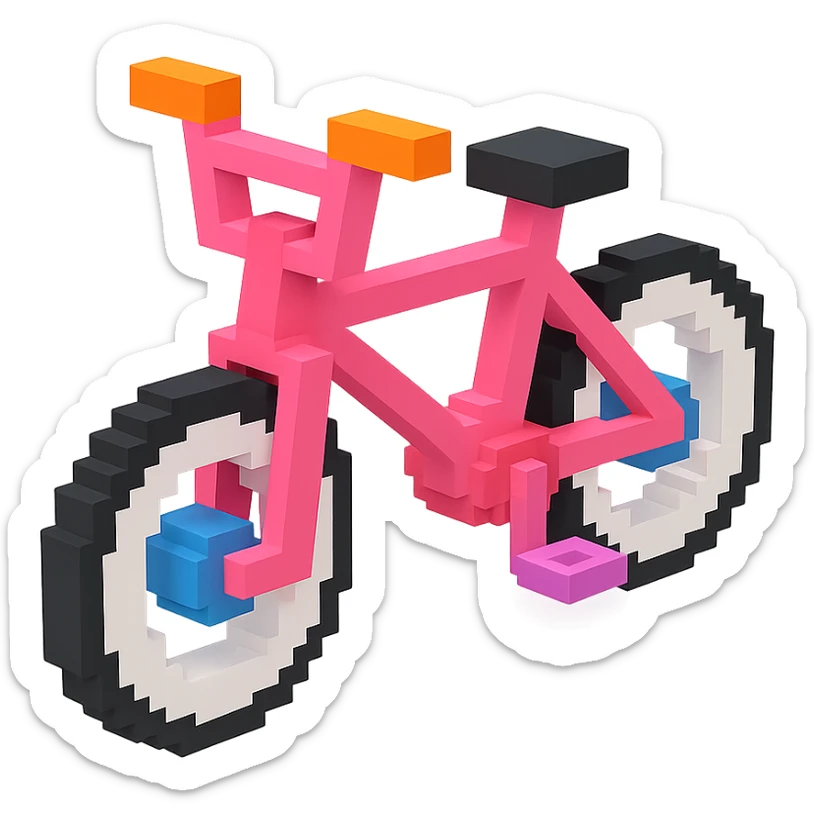розовый велосипед BMX c белыми колесами, no background sticker