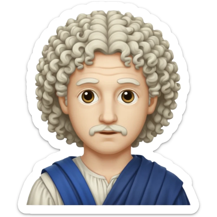 Emoji philosophe grec antique avec tout ce qui sont suivis donc les cheveux bouclés et tout ça quoi les cheveux blancs sticker