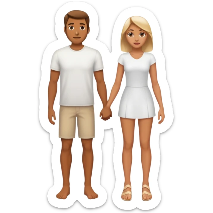 american pair men and woman photorealistic standing on feet sticker
