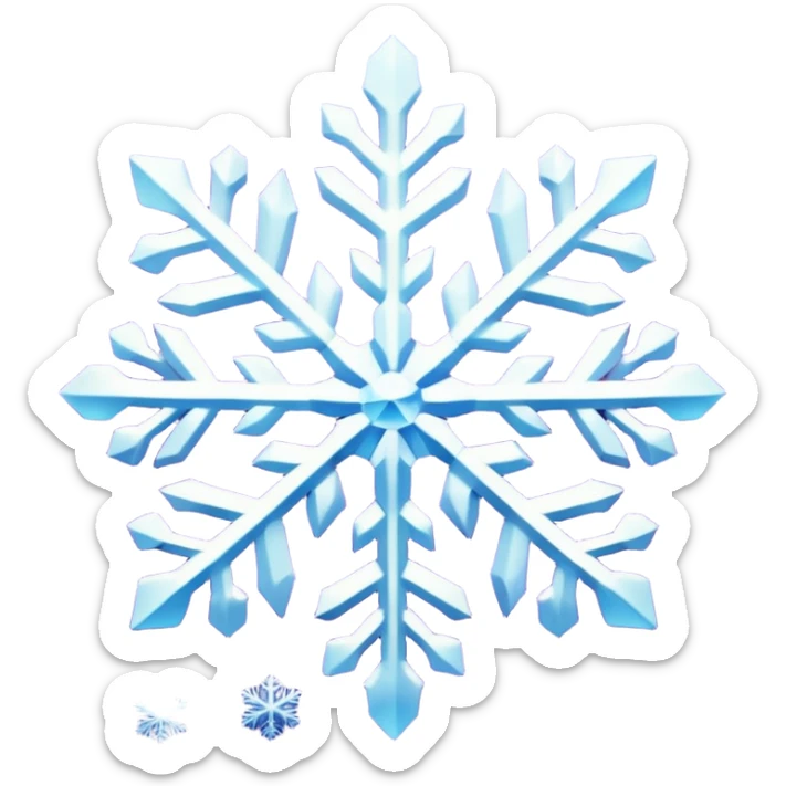 Colorshifting white to purple to blue, realistic detailed snowflakes sticker
