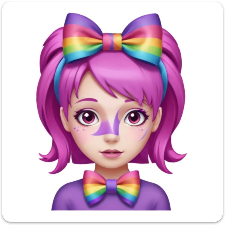 Purple Loli girl with pink hair and a rainbow bow sticker