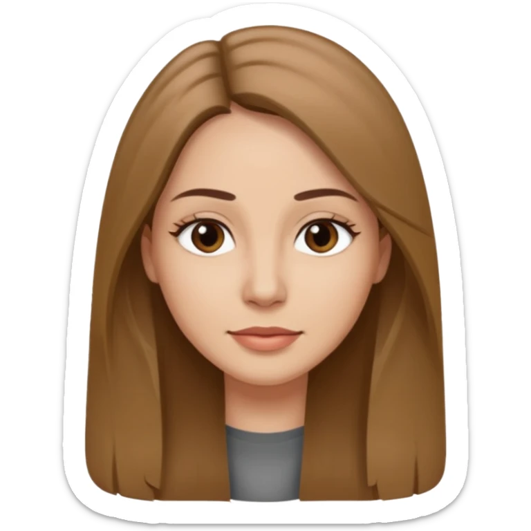 a woman in her 30´s, light skin with medium brown straight hair, long hair. Gray eyes. No eyeglasses. sticker