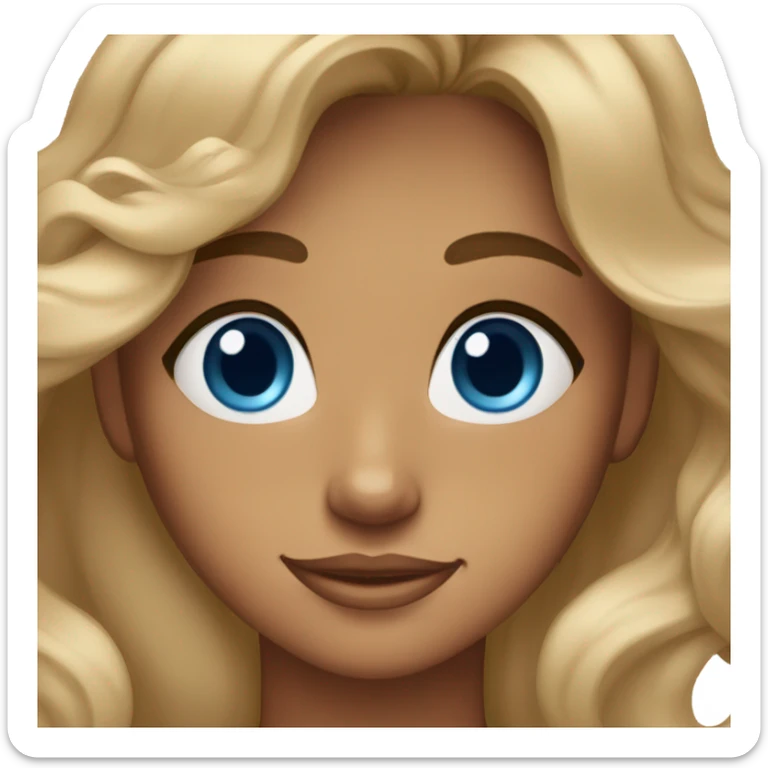 tan skin, blue eyes, wavy hair, tall, few freckles, zoomed out sticker