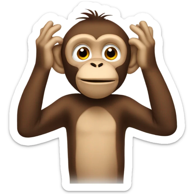 Monkey’s both hands over its head sticker