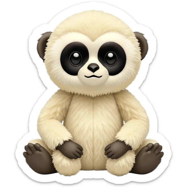 black lar gibbon jellycat stuffed animal plush, soft and cute, kawaii, tiny beady black eyes sticker