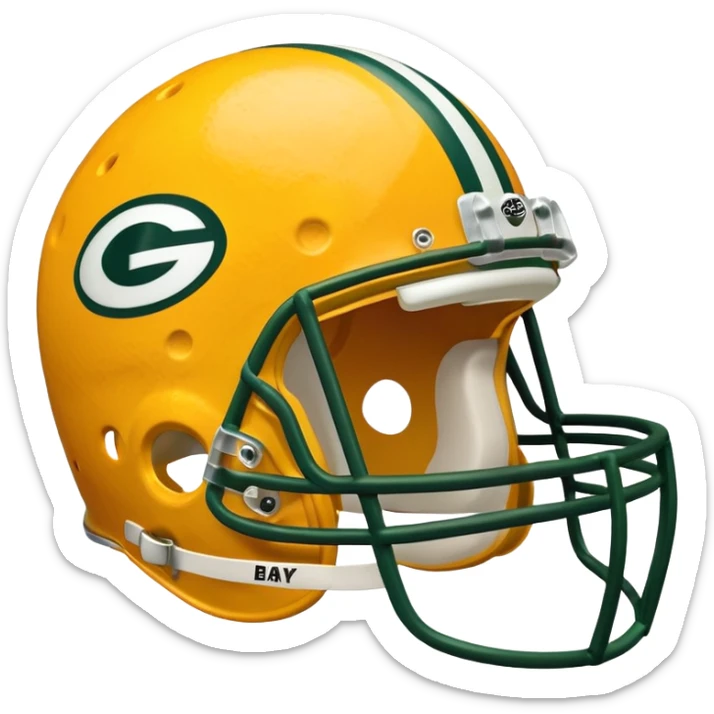 Green Bay packers helmet with a heart near it that looks like cheese inside sticker