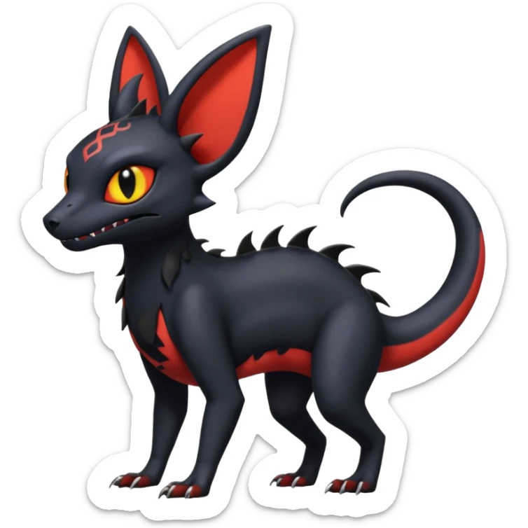  Spooky Gothic Salandit-Umbreon-Litten-Noibat-Fakémon-hybrid-creature (full body)  sticker
