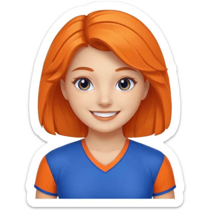 cheerleader  within a circle of shades of orange and blue sticker
