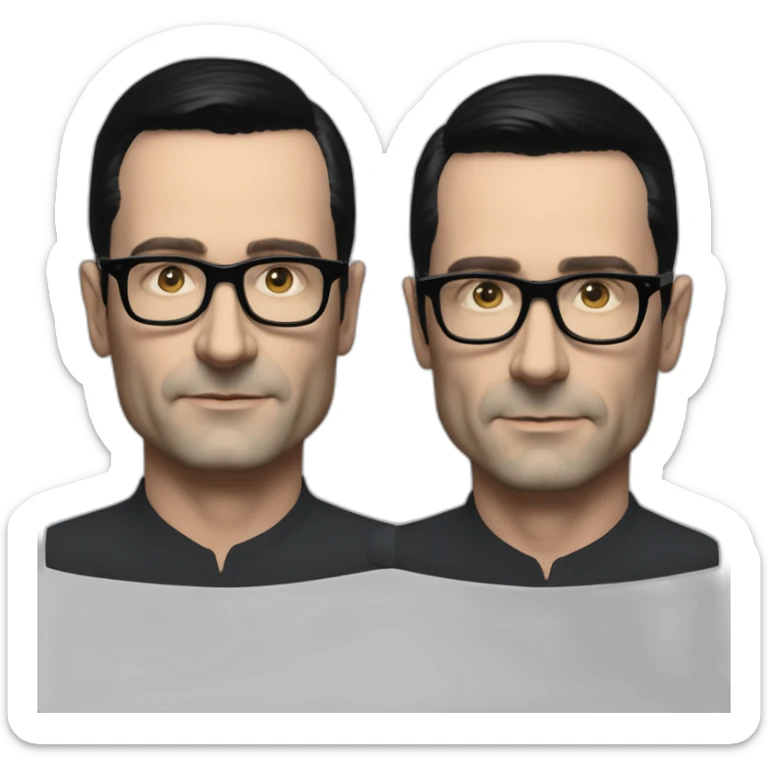 photo realistic Ralf Hutter from Kraftwerk, short straight black hair, black glasses sticker