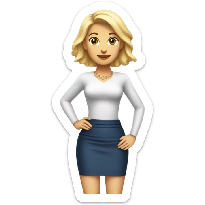 Full body attractive woman blonde hair small waist and wide hips in tight skirt sticker