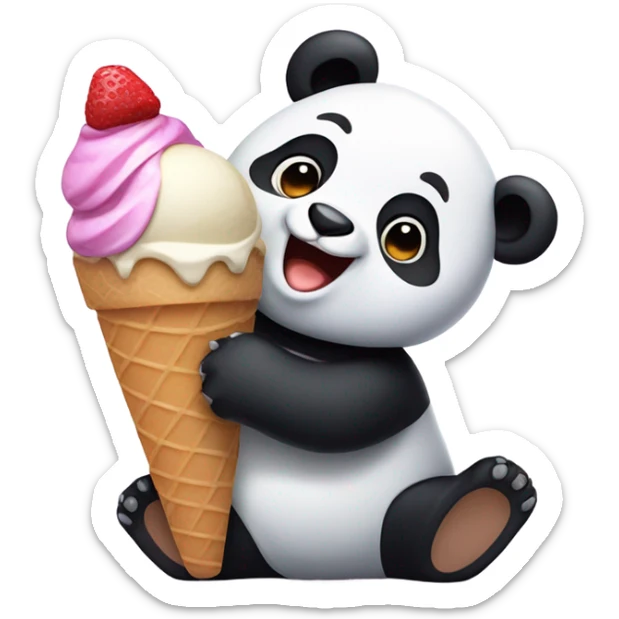 Panda eating ice cream sticker