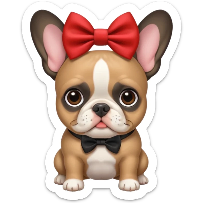 Move it closer No, I meant in black.Make an emoji of a French bulldog and add a bow. sticker