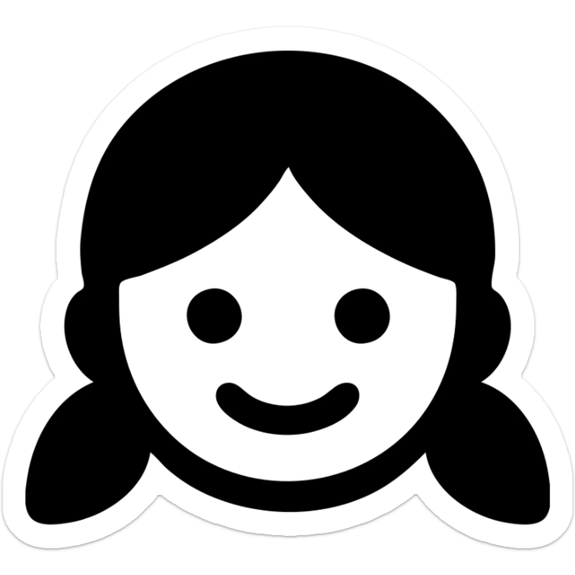 a smiley face of a girl with blue hair sticker