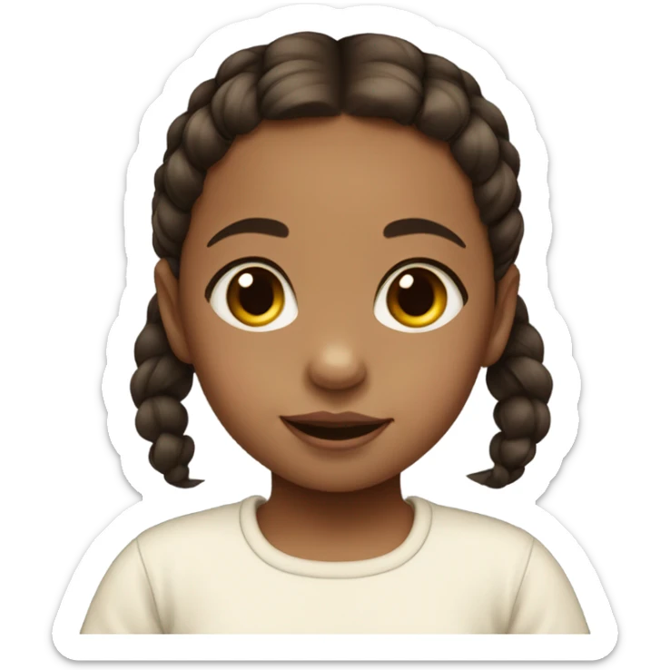  baby white girl with dark brown pigtails  sticker