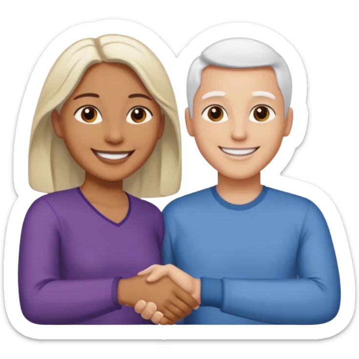 Dos personas dandose la mano como agradecimiento, una persona de color y una persona blanca sticker