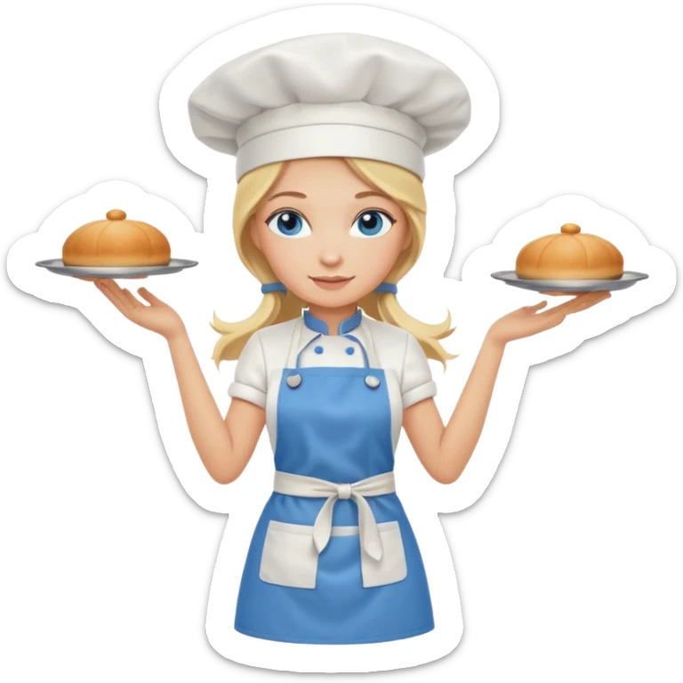Full body 
Sexy Long Blonde hair blue eyed female chef sticker