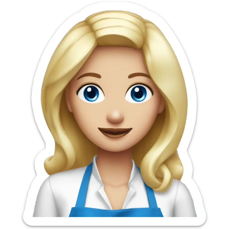 Beautiful blonde blue eyed woman cooking steak sticker