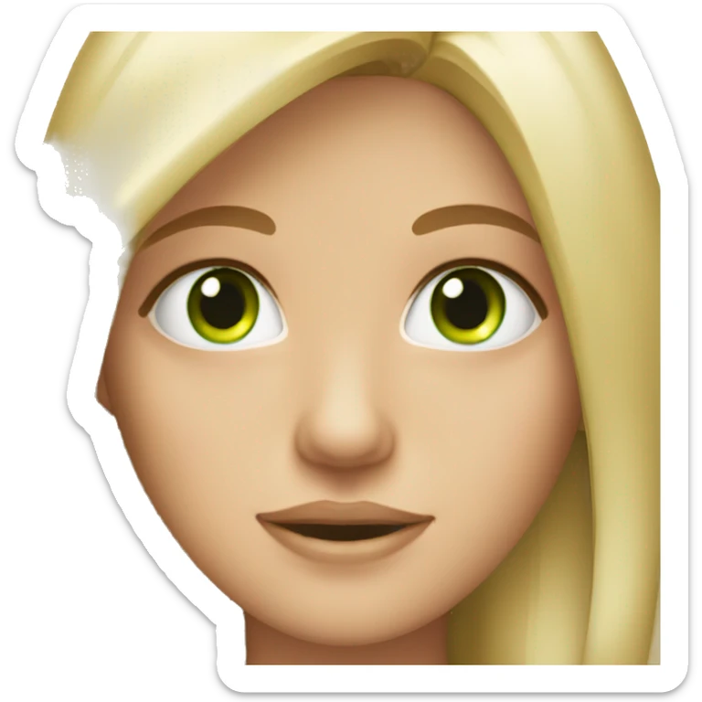 a girl with blonde and green eyes and super pretty sticker