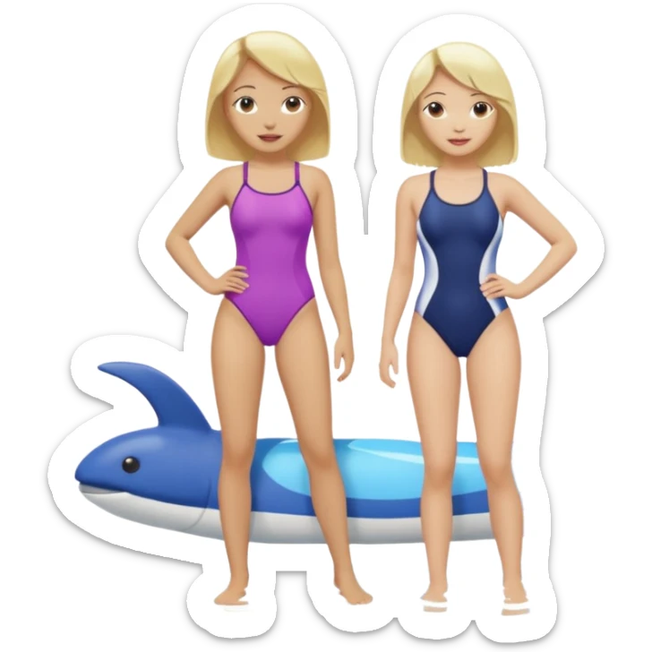 2 women light skin blonde hair with swinsuit fuul body sticker