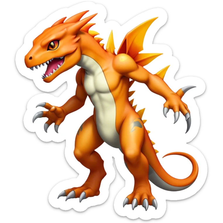  Cool Edgy Shiny Futuristic Ethereal Legendary Greymon-Digimon-Charmeleon-Reptile full body sticker