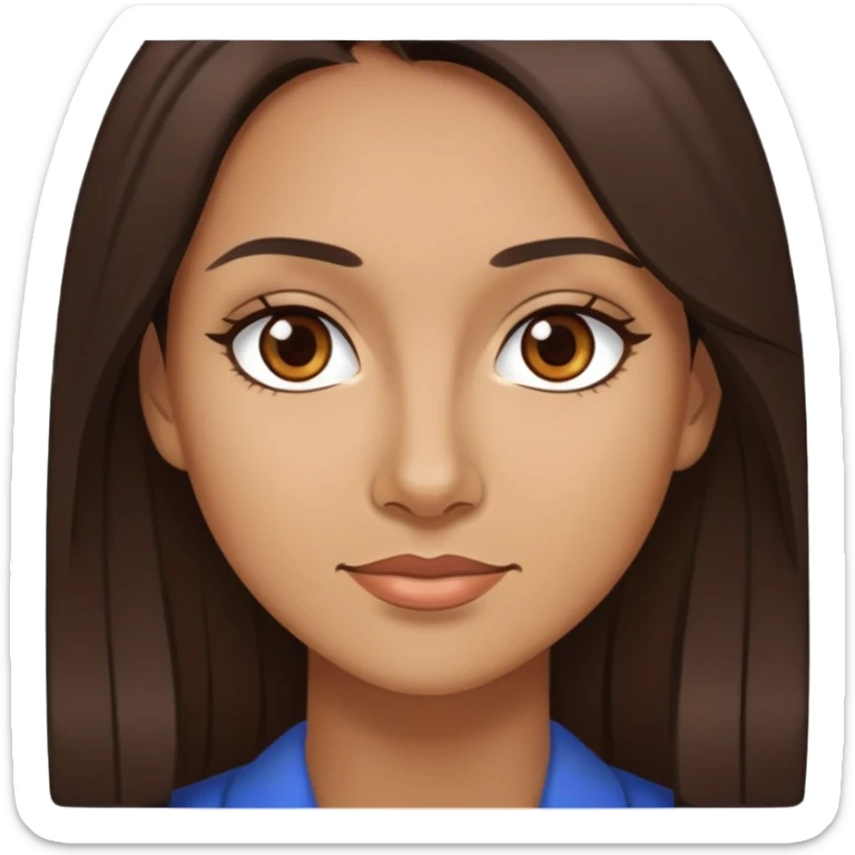 a woman aged 31, she is an English teacher, she has long dark brown hair and brown eyes sticker
