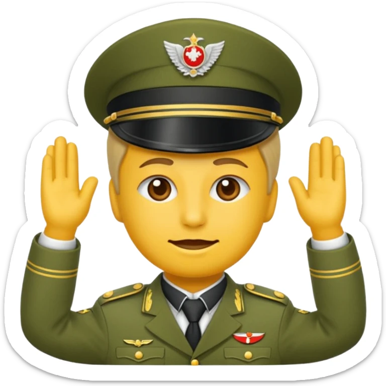 Eine salutierenden Emoji (Hautfarbe: weiß) in Armee Klamotten männlich salutierend sticker