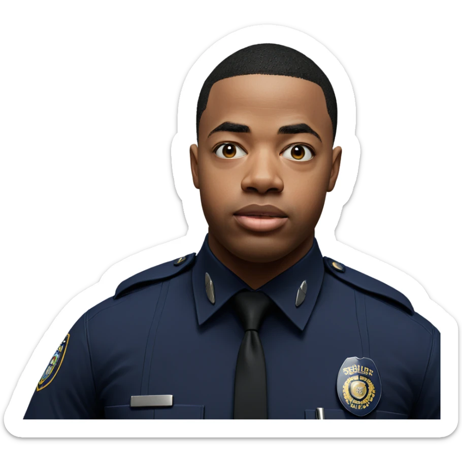 realistic male police portrait sticker