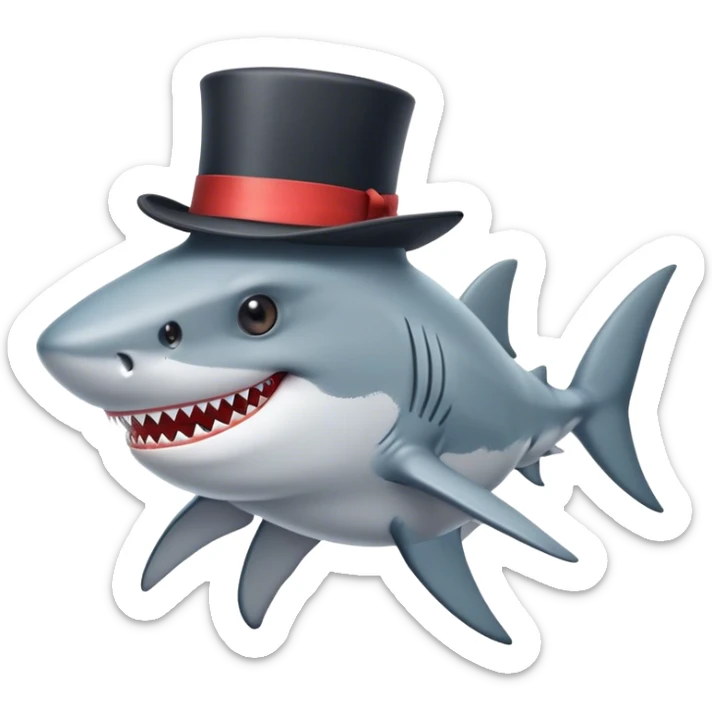 Shark with a top hat sticker