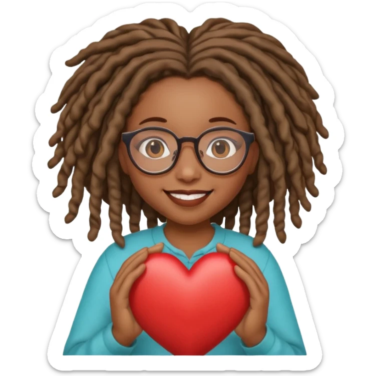 Girl Scouts African American girl with locs and glasses heart  sticker