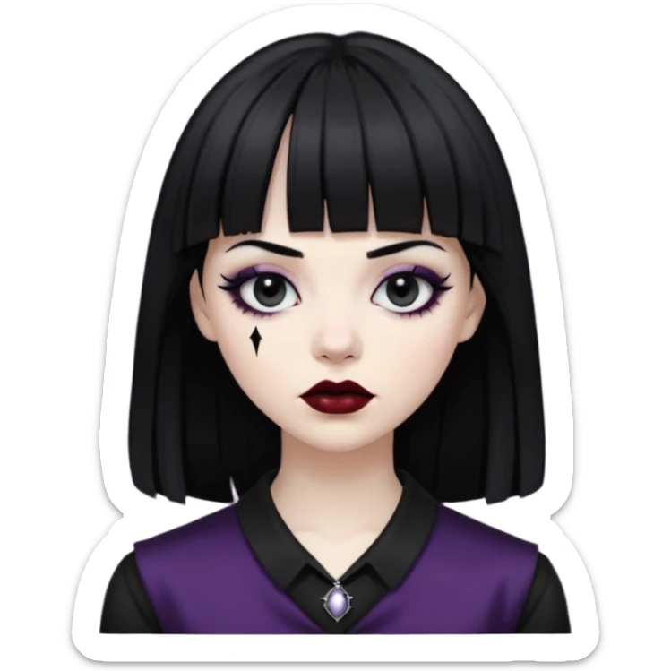 Faça uma zumbi com franja da subcultura gothc com o olho preto ela  sticker
