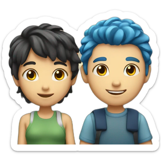 boy-with-blue-hair-and-girl-with-black-hair sticker