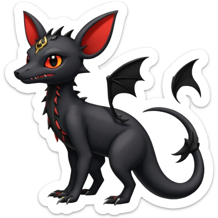 Edgy gothic evil dark Salandit-Umbreon-Amaura-hybrid-fusion (full body) sticker