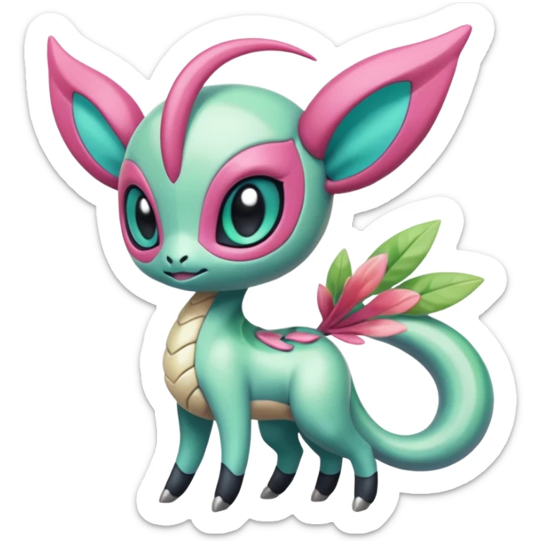 Colorful Smooth Soft Silky Cute Adorable Kawaii Glossy Oriental Stylish Exotic Meloetta-Palkia-Virizion-Venom-Stitch-Fakémon-creature-hybrid sticker