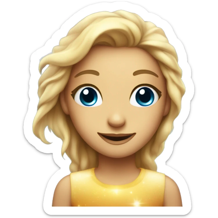A sparkling face with wide eyes, a big smile, glowing skin, and a rainbow halo with tiny stars around it.

 sticker