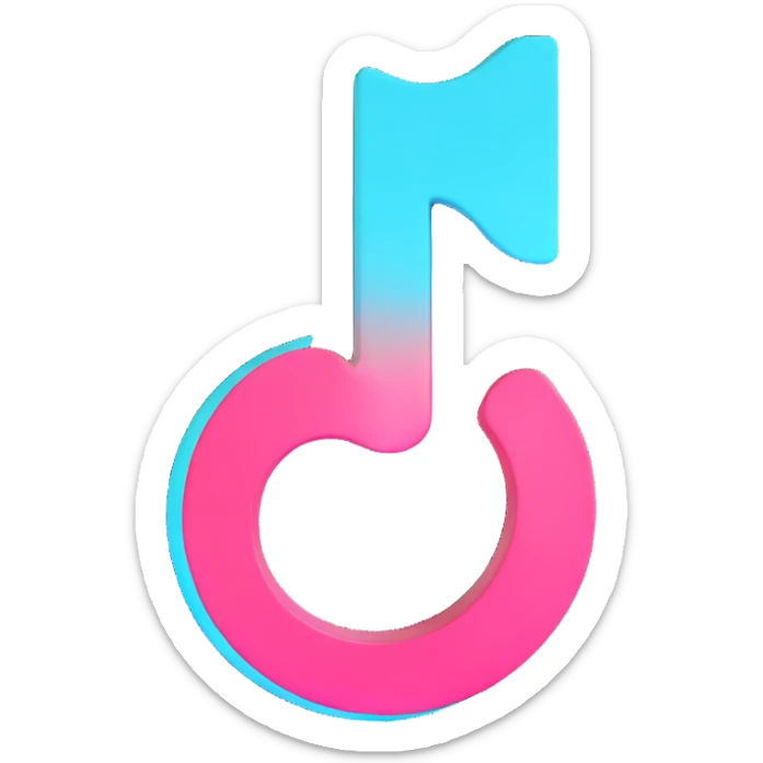 official TikTok logo in 3D, matching the real logo exactly, with TikTok's colors black white cyan pink, transparent background, no added elements, for Discord role icon sticker
