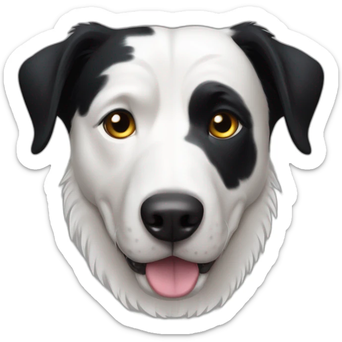 short-hair, black-and-white, border-collie-american-bulldog, white-fur-around-left-eye sticker