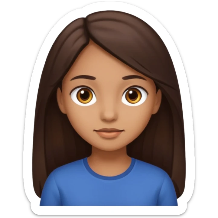 Girl with light brown skin and long dark brown hair sticker