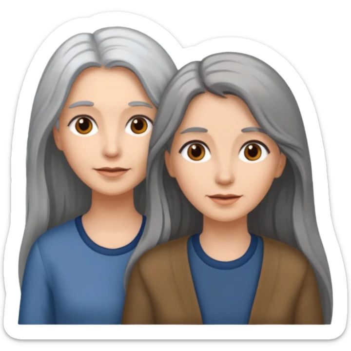 2 Frauen, die sich gerne haben, davon 1 grauhaarig, 1 braunhaarig, lange Haare sticker