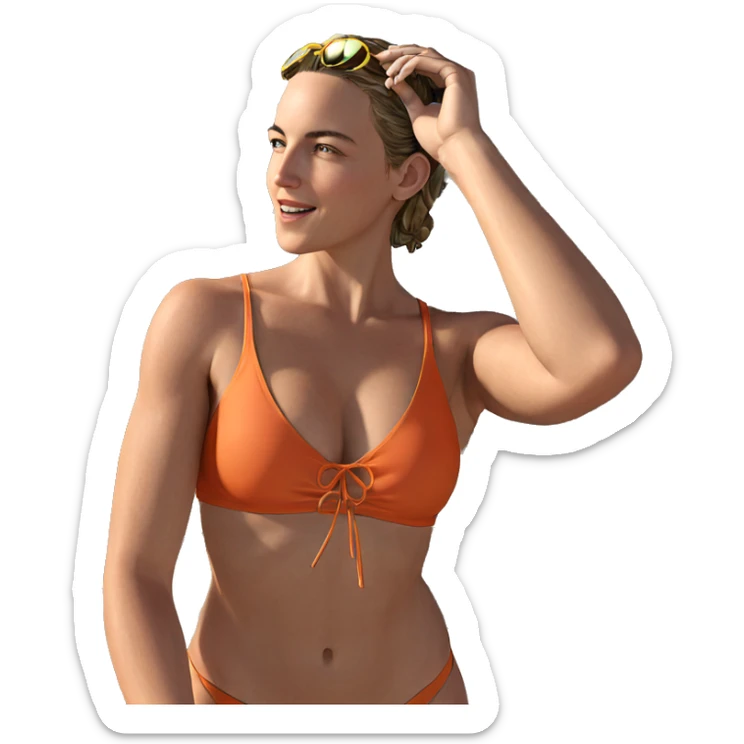 girl in swimsuit by ocean sticker
