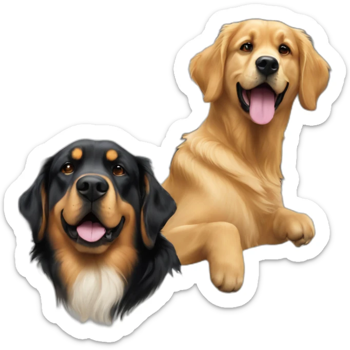 Golden retriever and rottweiller in white truck sticker