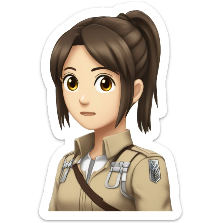 Sasha Braus brown hair hair in a ponytail anime attack on titan sticker