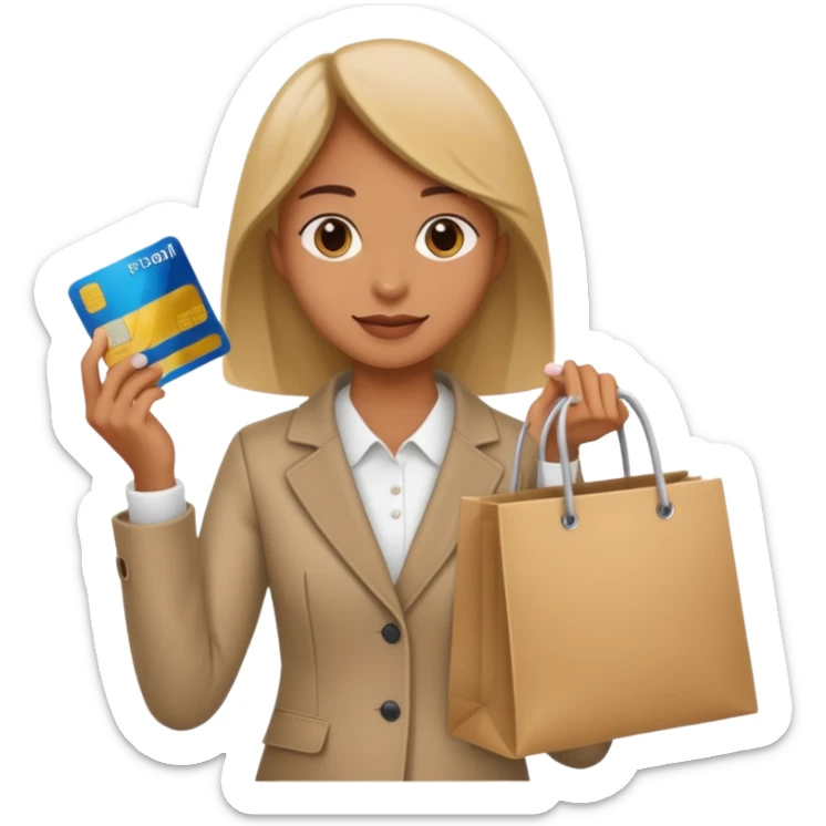 emoji of a person carrying a shopping bag and showing a credit card sticker