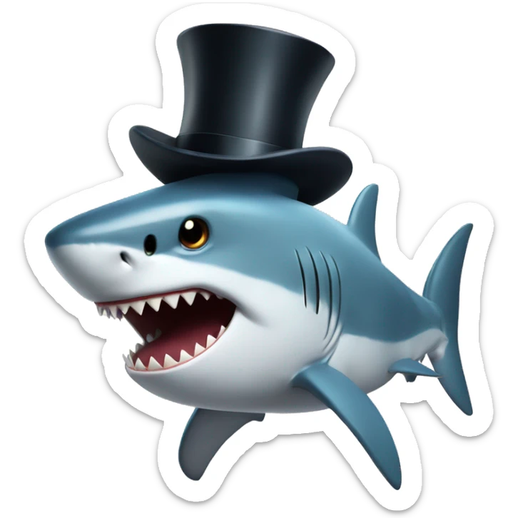 Shark with a top hat sticker