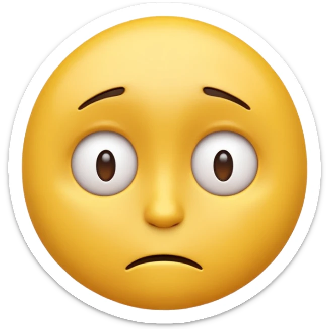 3D illustration of an emoji with a dejected or worried facial expression. sticker