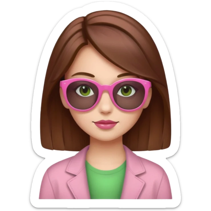 a beautiful, fair-skinned girl with brown hair who likes shades of pink, green, and brown sticker