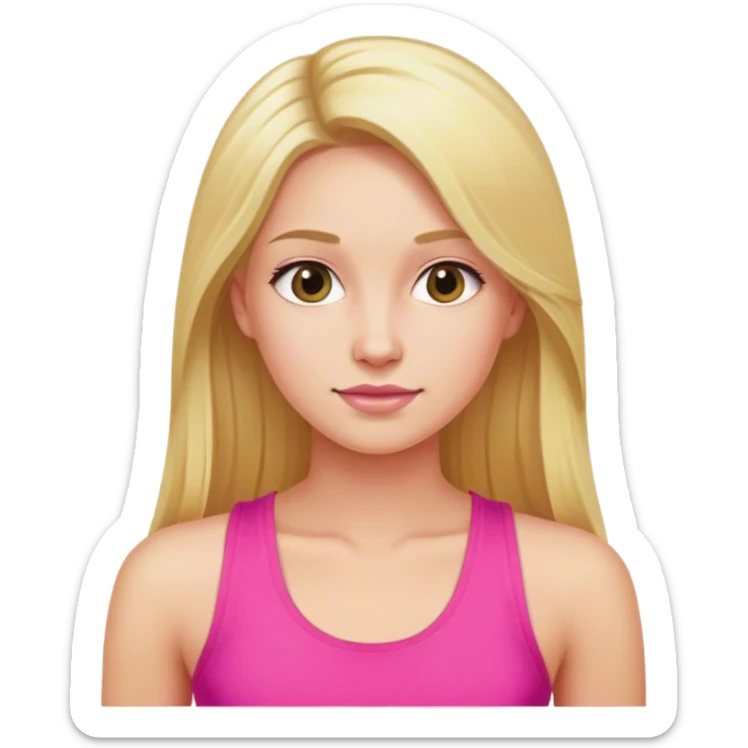 a woman in a bright pink tank top, and long blonde hair  sticker