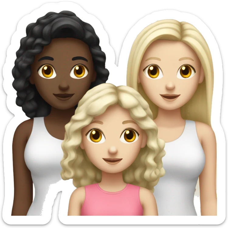 friendgroup of 4 white girls, one blonde and three black hair sticker