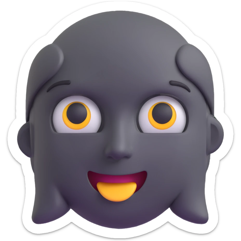 face with open mouth, darkened grey outline above the eye, no red freckles below the eyes, keep all other colors the same, 3D emoji style sticker