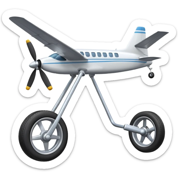 Emoji-style aircraft landing gear with a single wheel and strut, simplified design, clean lines, cartoon-like, isolated on white background, minimal shading sticker