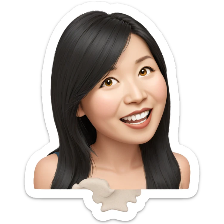 smiling girl with long hair sticker